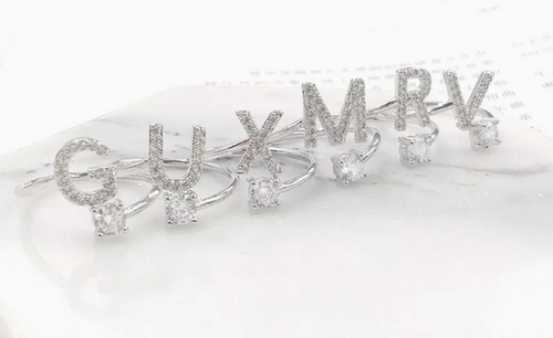 Bague argentée avec initiales AZ | Bagues tendance qui fera plaisir à votre moitié