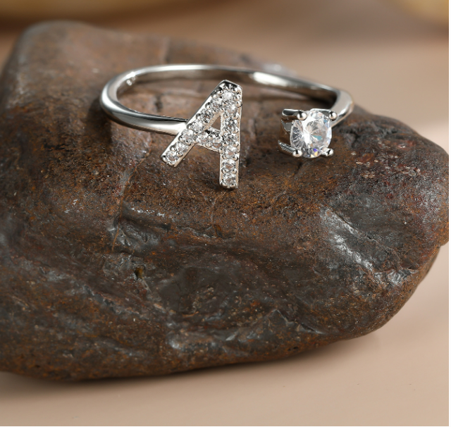 Bague argentée avec initiales AZ | Bagues tendance qui fera plaisir à votre moitié