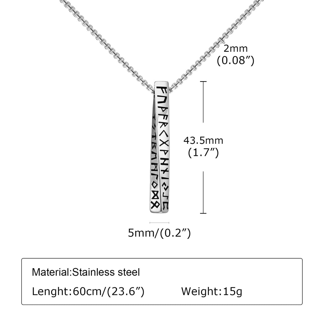 Collier Pendentif Runes Vikings – Acier Inoxydable, Homme & Femme, Cadeau Norse Odin