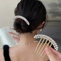 Peigne à tête ronde en métal Pearl Water Diamond pour cheveux