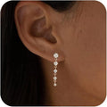 Boucles d'Oreilles Pendantes Cascade de Zircons – Plaqué Or 14 Carats & Argent