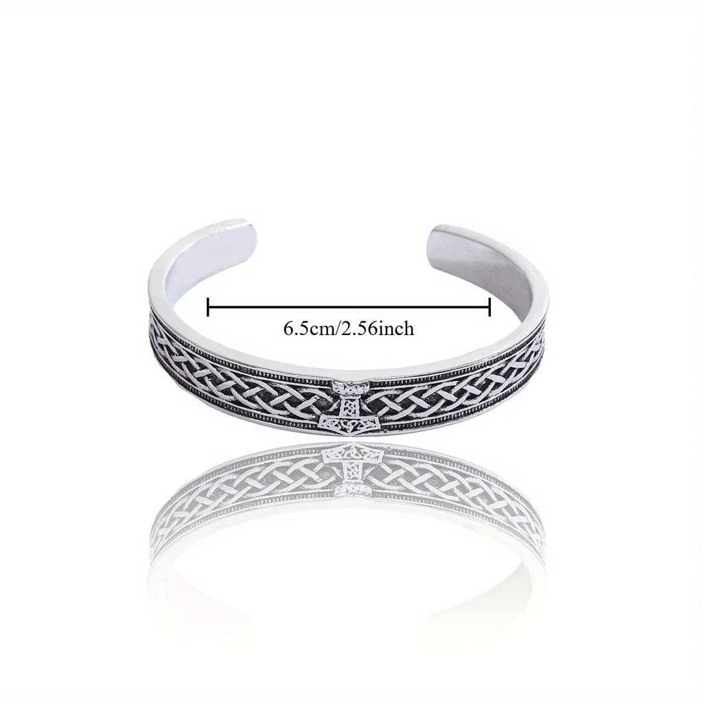 Bracelet Viking Runique — Jonc Acier Inoxydable • Runes & Nœuds Celtiques • Homme & Femme