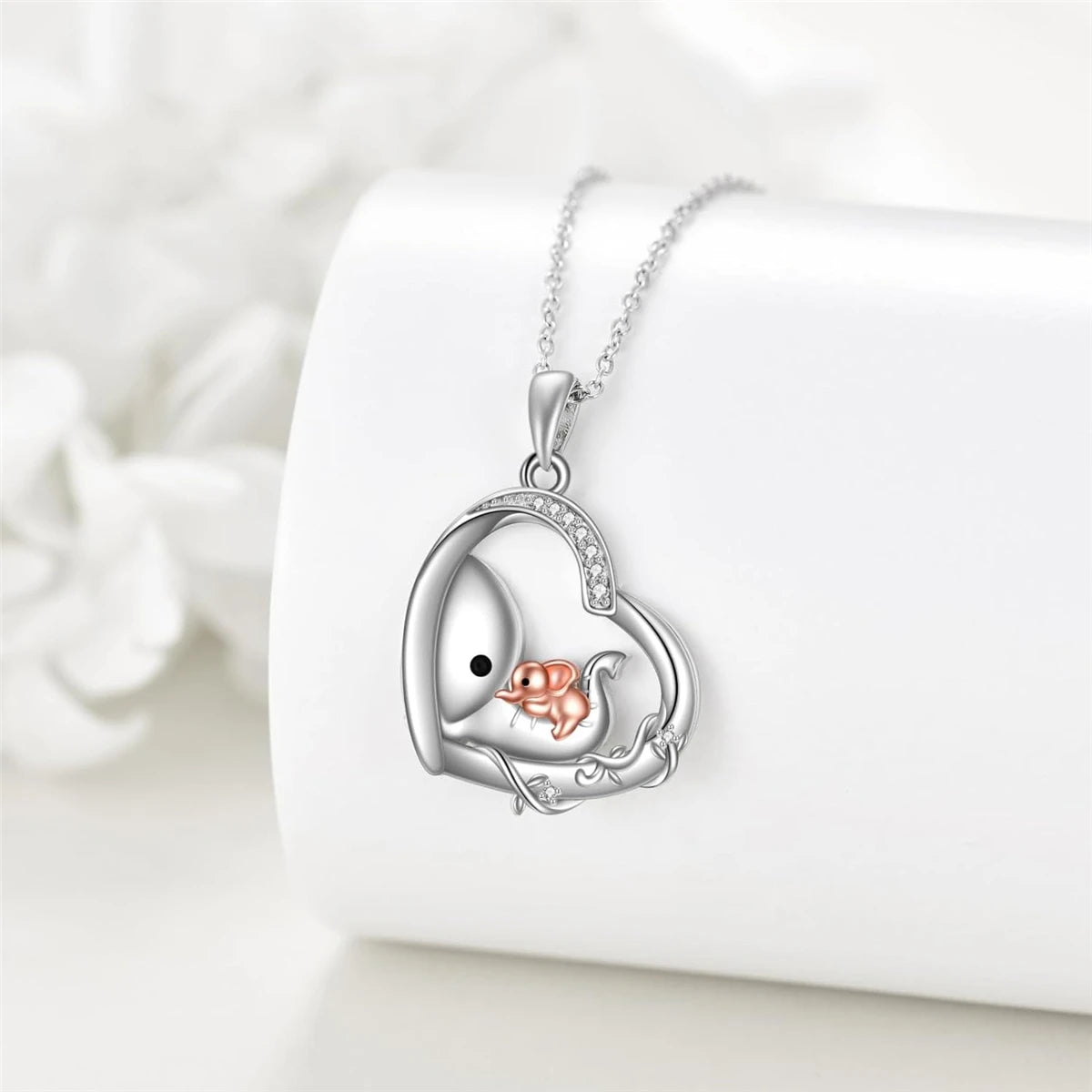 Collier Cœur Éléphant Maman & Bébé | Cadeau Fête des Mères