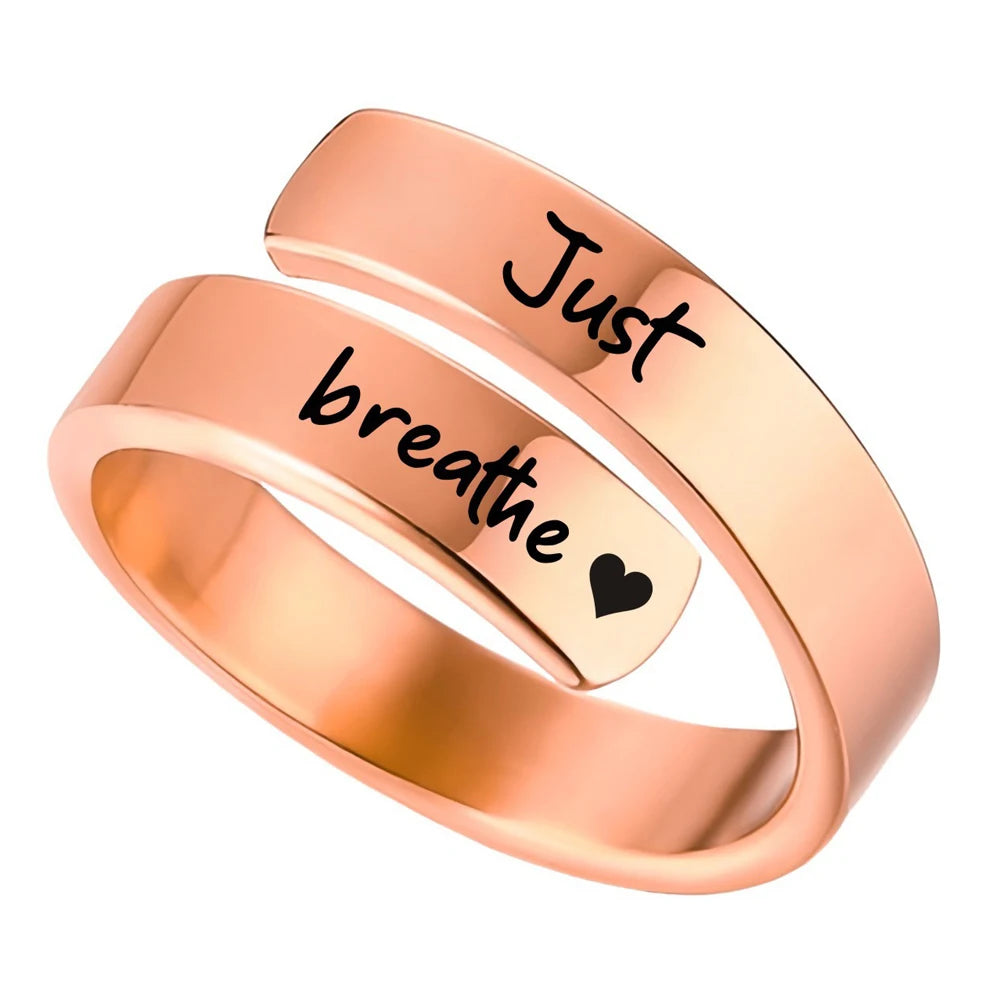 Bague Just Breathe – Anneau Spirale Cœur Ajustable | Acier Inoxydable