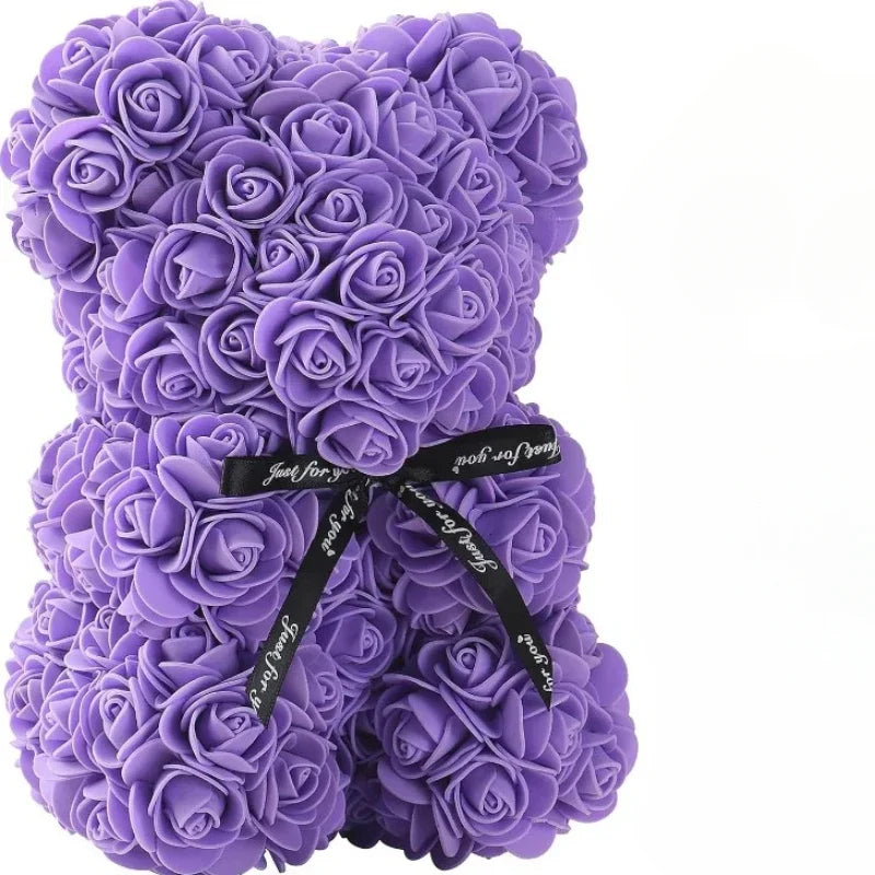 Ours en Roses Éternelles – Peluche Florale avec Lumières LED