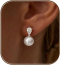 Boucles d'Oreilles Pendantes Perle & Zircon – Plaqué Or 14 Carats | Or & Argent