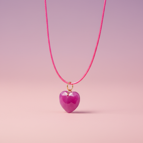 Collier Cœur – Fond Coloré