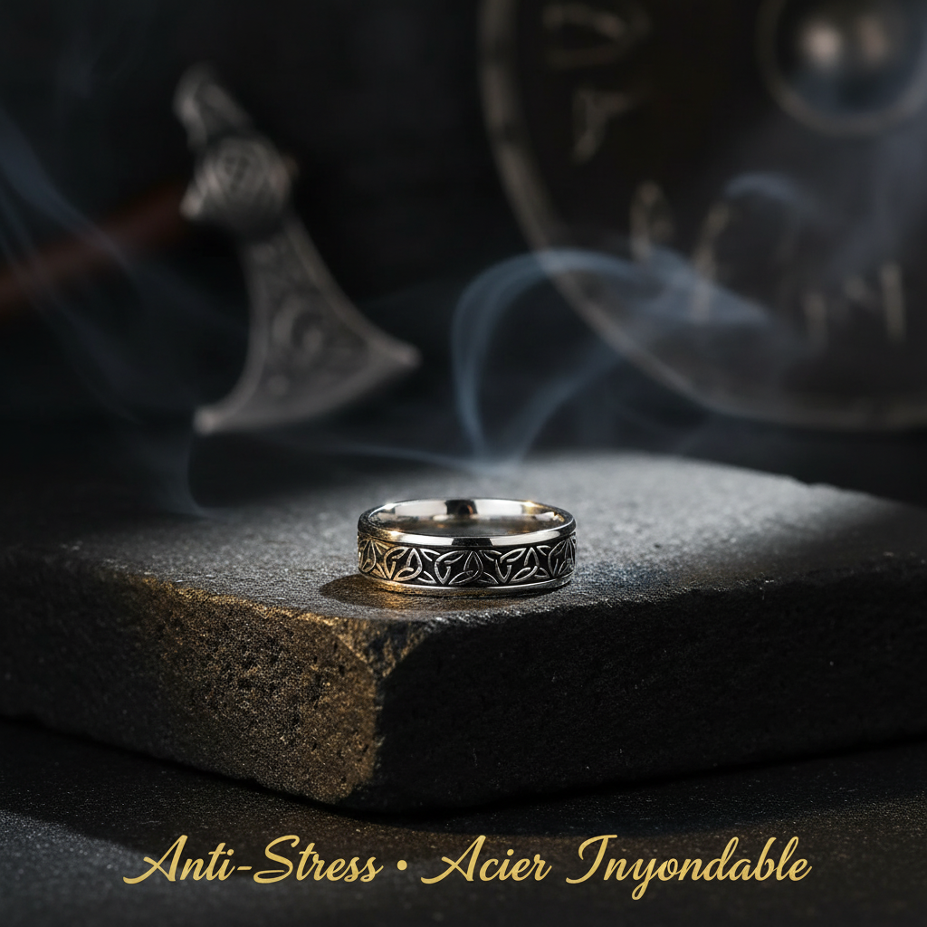 Bague Anti-Stress Rotative Nœud Celtique — Style Viking